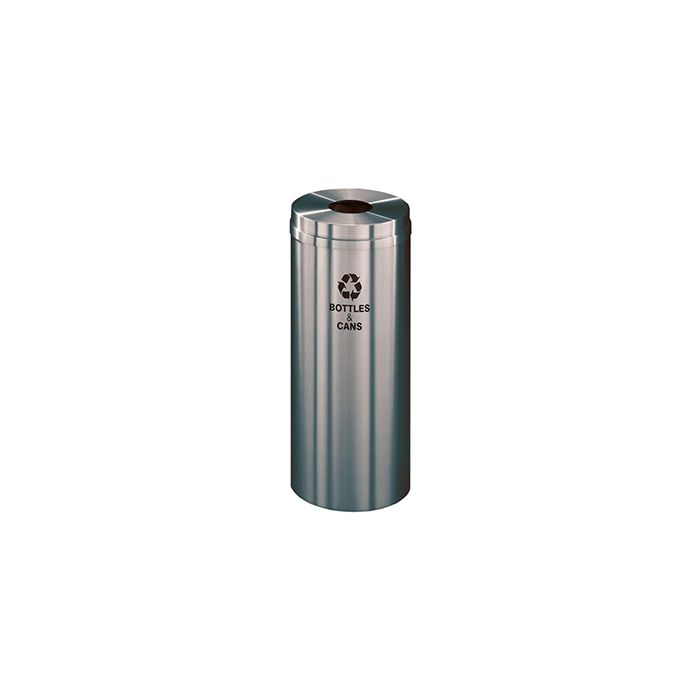 Glaro B1232SA "RecyclePro 1" Receptacle with Round Opening - 12 Gallon Capacity - 12" Dia. x 31" H - Satin Aluminum