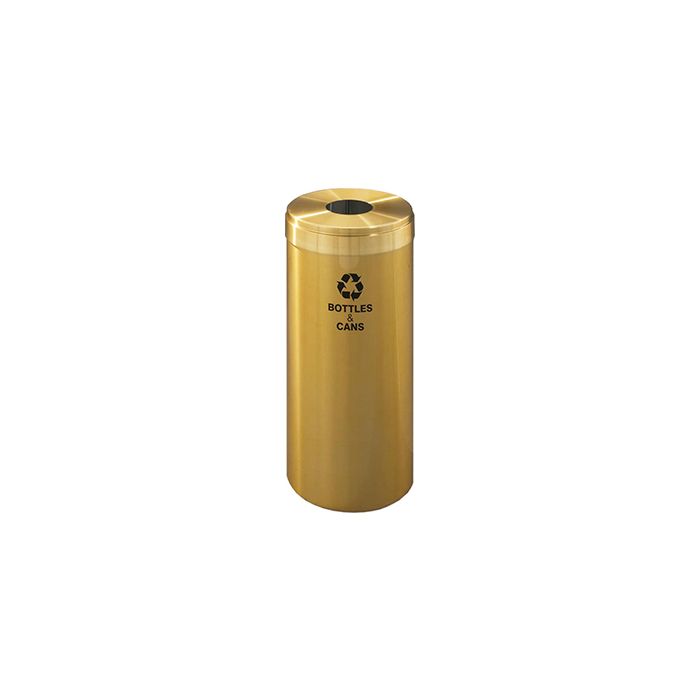 Glaro B1242BE "RecyclePro Value" Receptacle with Round Opening - 15 Gallon Capacity - 12" Dia. x 30" H - Satin Brass