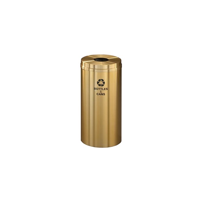 Glaro B1532BE "RecyclePro 1" Receptacle with Round Opening - 16 Gallon Capacity - 15" Dia. x 31" H - Satin Brass