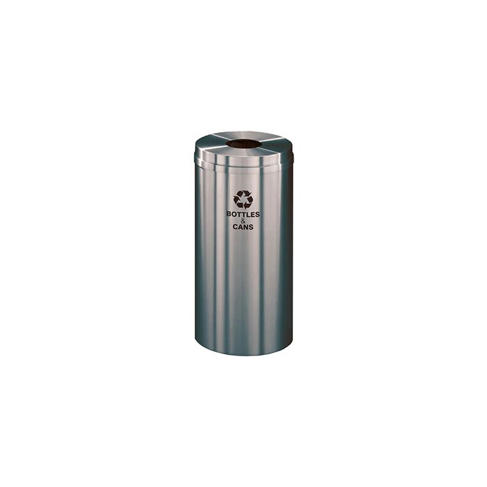 Glaro B1532SA "RecyclePro 1" Receptacle with Round Opening - 16 Gallon Capacity - 15" Dia. x 31" H - Satin Aluminum