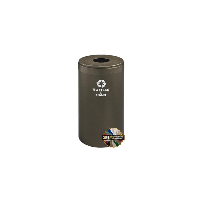 Glaro B1542 "RecyclePro Value" Receptacle with Round Opening - 23 Gallon Capacity - 15" Dia. x 30" H - Assorted Colors