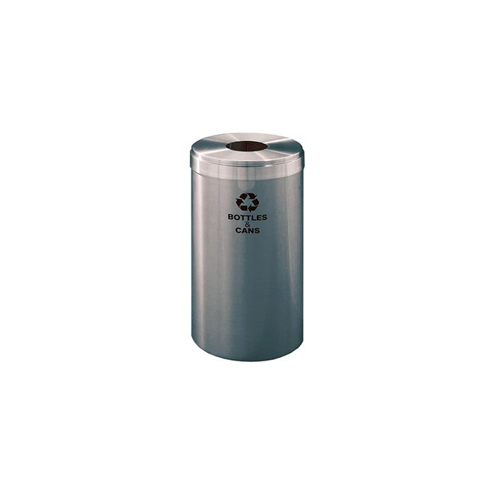 Glaro B1542SA "RecyclePro Value" Receptacle with Round Opening - 23 Gallon Capacity - 15" Dia. x 30" H - Satin Aluminum