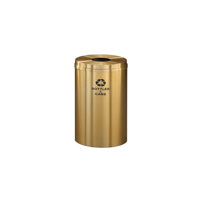 Glaro B2032BE "RecyclePro 1" Receptacle with Round Opening - 33 Gallon Capacity - 20" Dia. x 31" H - Satin Brass