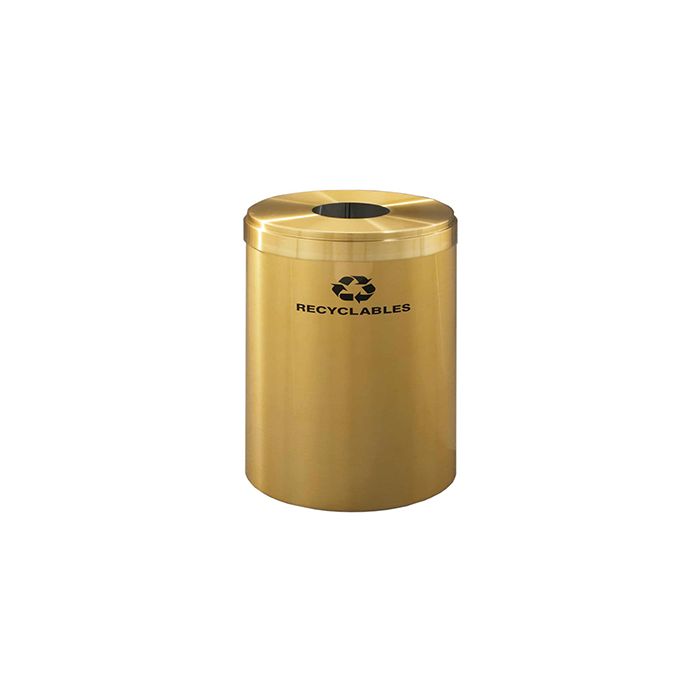 Glaro B2042BE "RecyclePro Value" Receptacle with Round Opening - 41 Gallon Capacity - 20" Dia. x 30" H - Satin Brass