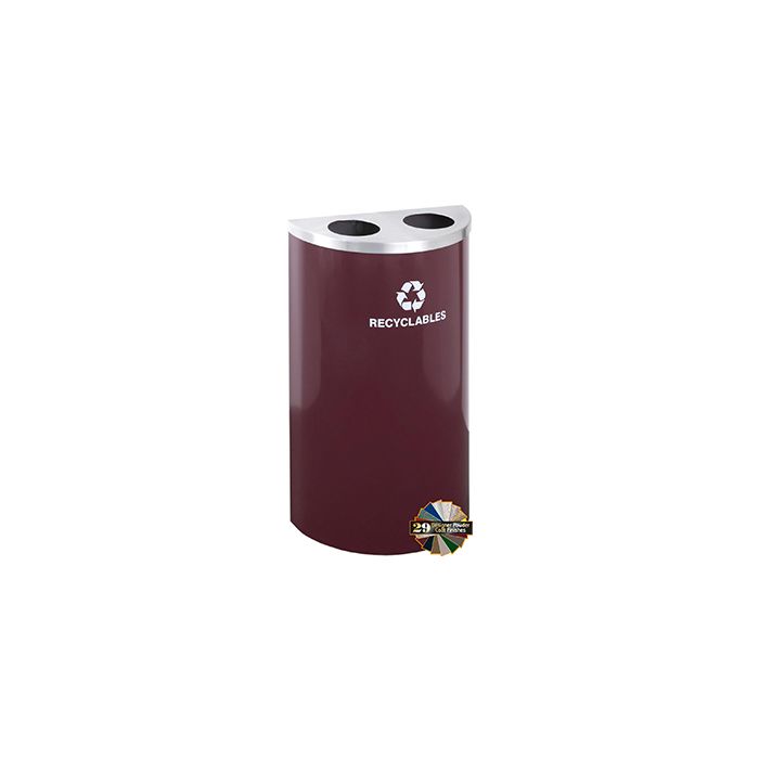 Glaro BC1899 RecyclePro Half Round Receptacle with Two Round Openings - 14 Gallon Capacity - 30" H x 18" W x 9" D - Assorted Colors