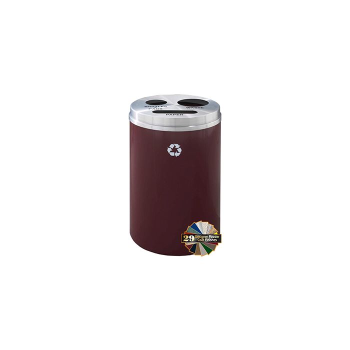 Glaro BPW20 "RecyclePro 3" Receptacle with Paper Slot and Two Round Openings - 33 Gallon Capacity - 20" Dia. x 31" H - Assorted Colors