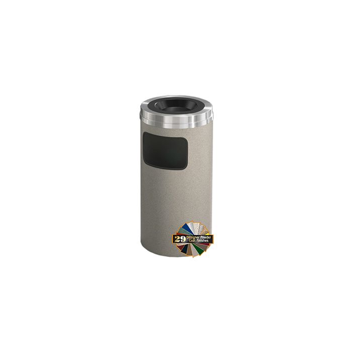 Glaro C1531 Mount Everest Sand Cover Ash/Trash Receptacle - 10 Gallon Capacity - 15" Dia. x 31" H - Satin Aluminum Cover