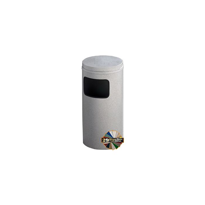 Glaro C1551 Mount Everest Flat Top Receptacle  - 10 Gallon Capacity - 15" Dia. x 31" H - Matching Enamel Cover