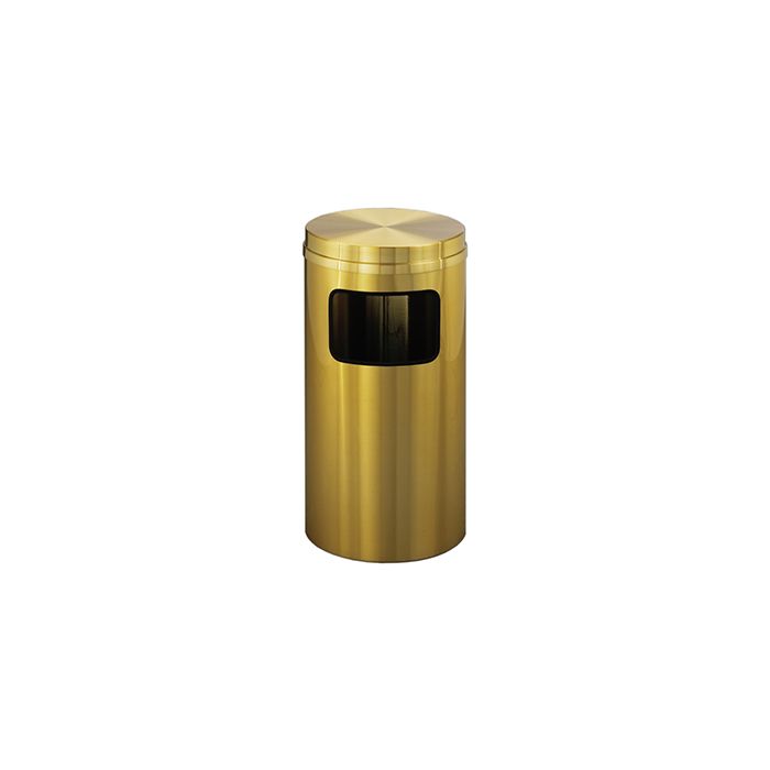 Glaro C1566BE Atlantis "All-Weather" Collection Flat Top Receptacle - 10 Gallon Capacity - 15" Dia. x 31" H - Satin Brass