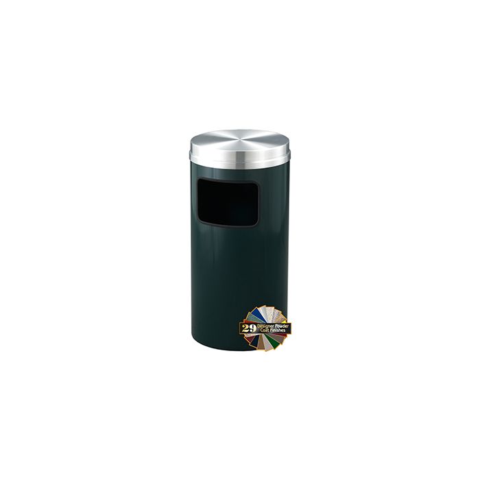 Glaro C1566 Mount Everest Flat Top Receptacle - 10 Gallon Capacity - 15" Dia. x 31" H - Satin Aluminum Cover