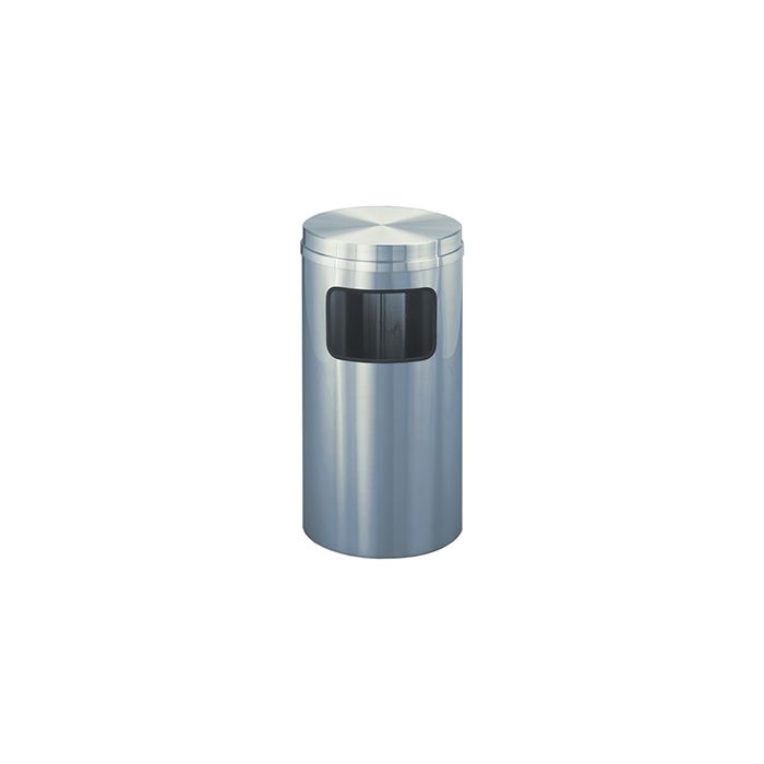 Glaro C1566SA New Yorker Collection Flat Top Trash Can - 10 Gallon Capacity - 15" Dia. x 31" H - Satin Aluminum