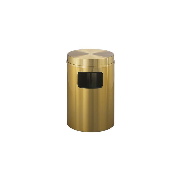 Glaro C2066BE Atlantis "All-Weather" Collection Flat Top Receptacle - 17 Gallon Capacity - 20" Dia. x 31" H - Satin Brass