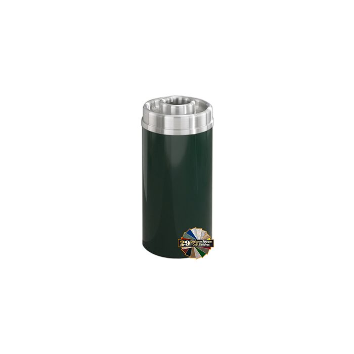 Glaro D1533 Mount Everest Donut Top Ash/Trash Receptacle - 16 Gallon Capacity - 15" Dia. x 33" H - Satin Aluminum Cover