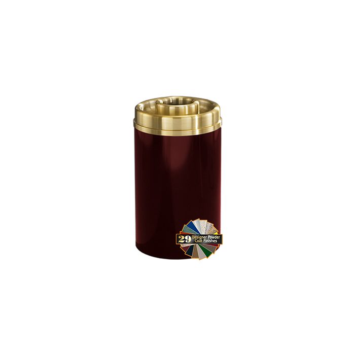 Glaro D2041 Mount Everest Donut Top Ash/Trash Receptacle - 33 Gallon Capacity - 20" Dia. x 35" H - Satin Brass Cover