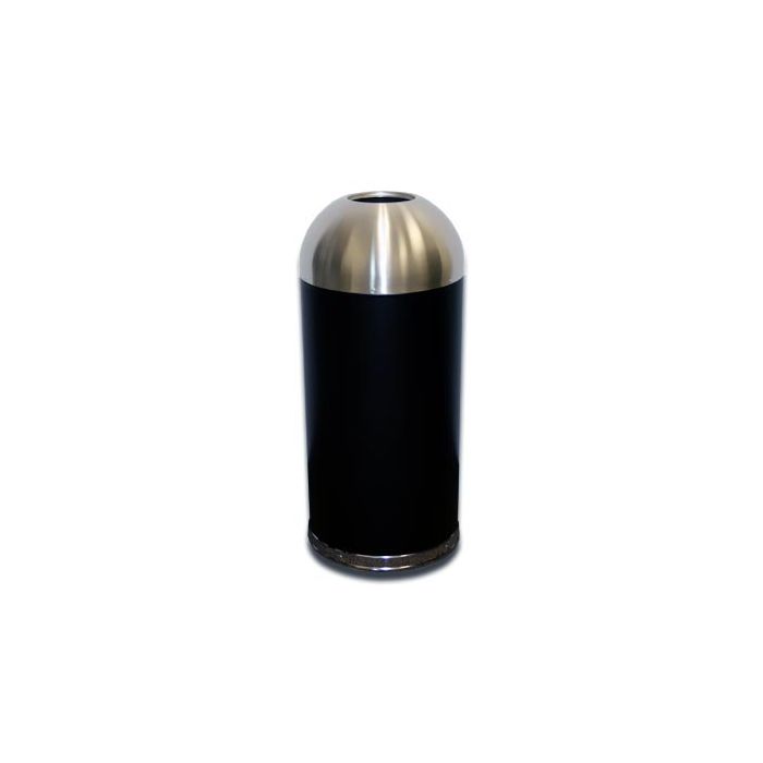 Imprezza DOT15SSBKGL Bullet Dome Open Top Waste Can - 15 Gallon Capacity - 15" Dia. x 35 1/2" H - Black Body with Stainless Steel Top