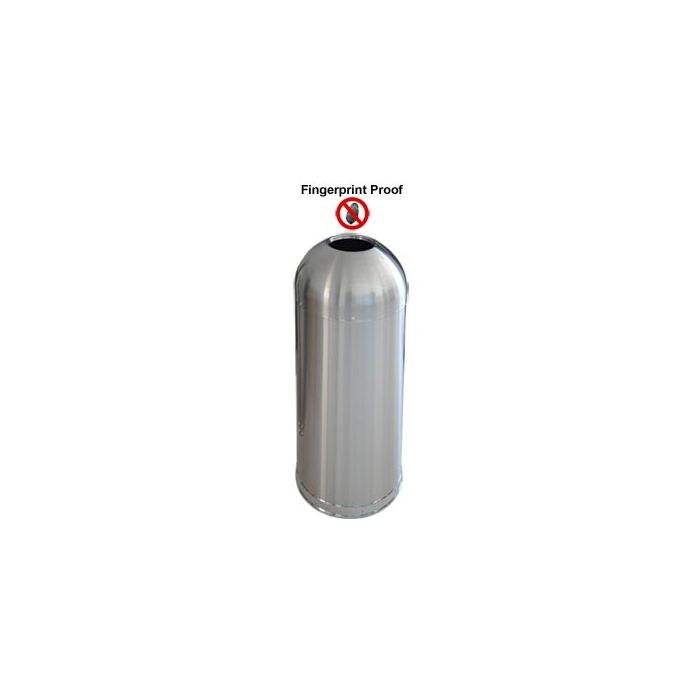 Imprezza DOT15FPSSGL Bullet Dome Open Top Trash Can - 15 Gallon Capacity - 14.5" Dia. x 34" H - Fingerprint Proof Stainless Steel