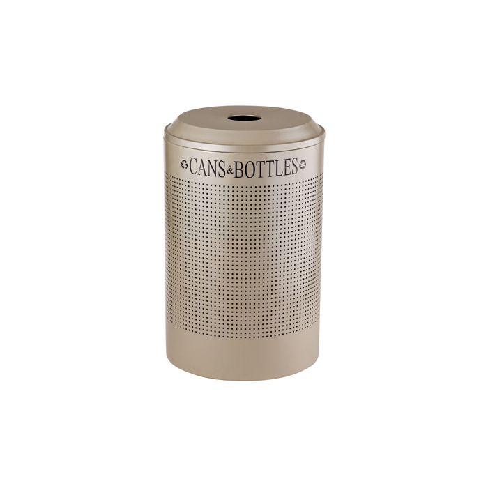 Rubbermaid / United Receptacle DRR24CDP Round Silhouette Recycling Receptacle - Cans & Bottles - 26 Gallon Capacity - Desert Pearl