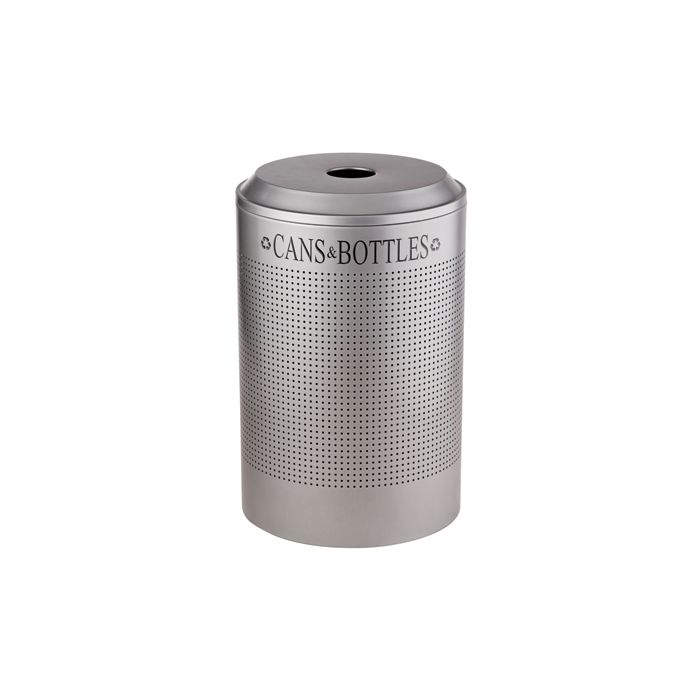 Rubbermaid / United Receptacle DRR24CSM Round Silhouette Recycling Receptacle - Cans & Bottles - 26 Gallon Capacity - Silver Metallic