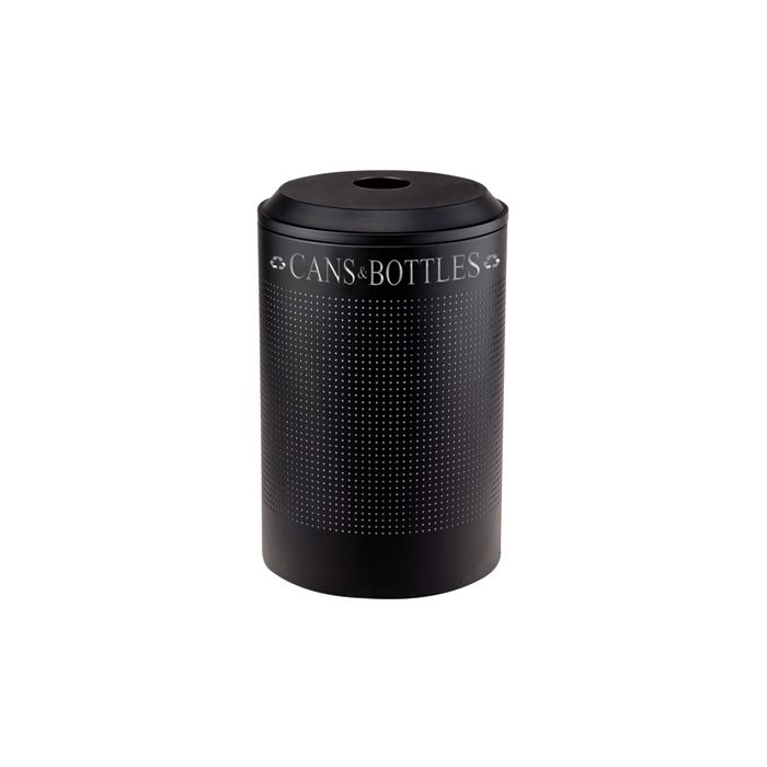 Rubbermaid / United Receptacle DRR24CTBK Round Silhouette Recycling Receptacle - Cans & Bottles - 26 Gallon Capacity - Textured Black