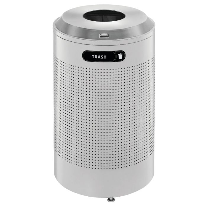 Rubbermaid / United Receptacle DRR24TSM Round Silhouette Recycling Receptacle - Trash - 26 Gallon Capacity - Silver Metallic