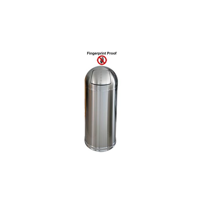 Imprezza DT15FPSSGL Bullet Dome Top Trash Can - 15 Gallon Capacity - 15" Dia. x 35 1/2" H - Fingerprint Proof Stainless Steel