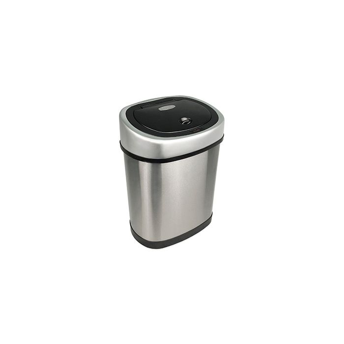 Nine Stars DZT-12-9 Infrared Touchless Waste Receptacle - 3.2 Gallon Capacity - 12" L x 8 2/5" W x 15 1/5" H - Stainless Steel with Black Top