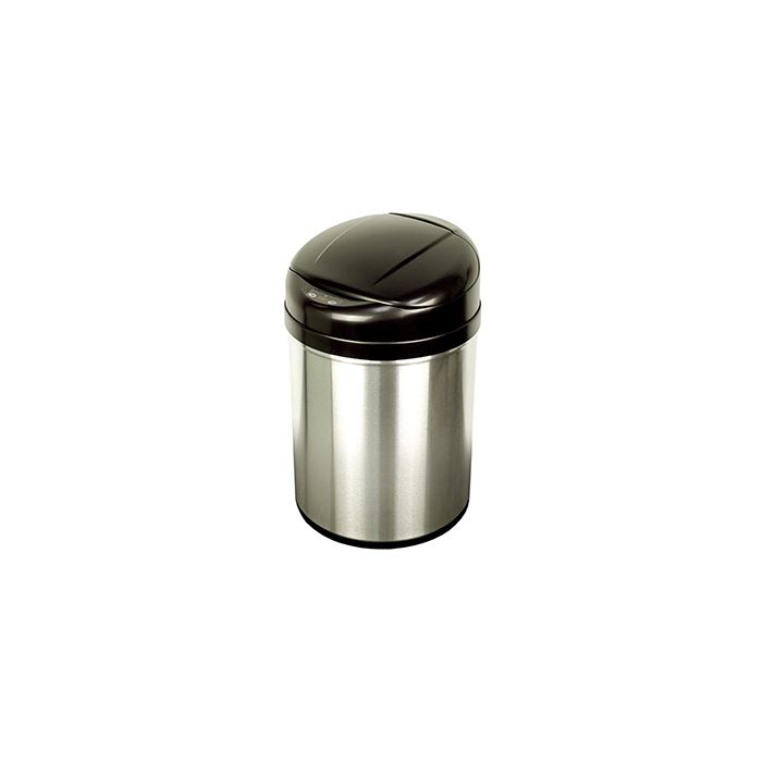 Nine Stars DZT-31-8 Infrared Touchless Waste Receptacle - 8.2 Gallon Capacity - 13 1/5" Dia. x 20 3/5" H - Stainless Steel with Black Top