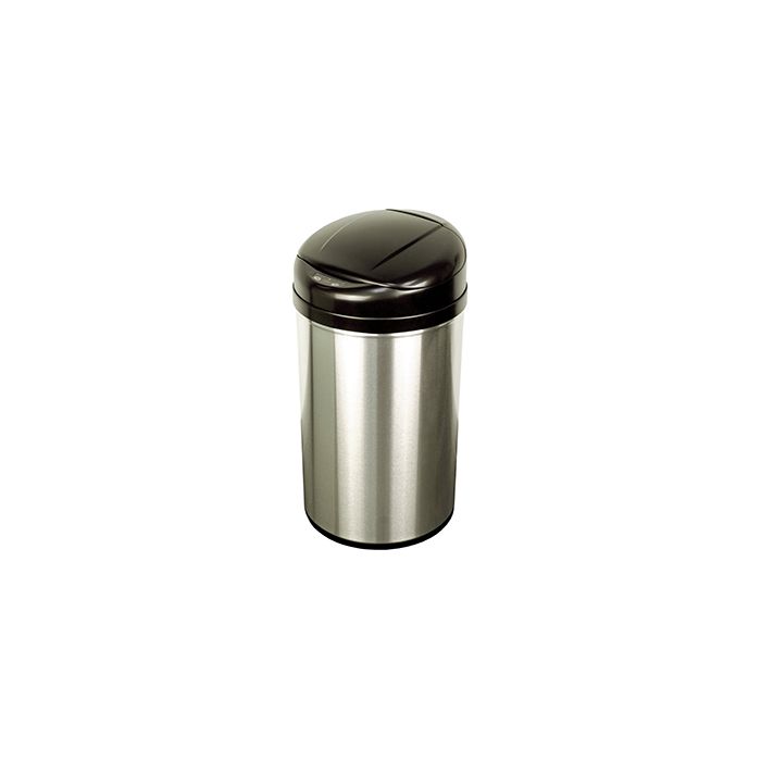 Nine Stars DZT-40-8 Infrared Touchless Waste Receptacle - 10.6 Gallon Capacity - 13 1/5" Dia. x 24 3/8" H - Stainless Steel with Black Top