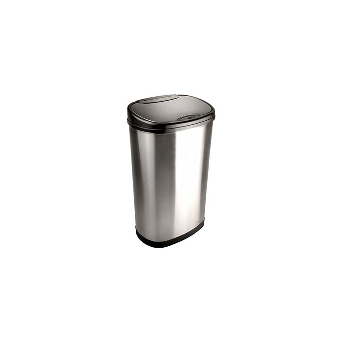 Nine Stars DZT-50-13 Infrared Touchless Waste Receptacle - 13.2 Gallon Capacity - 16 1/2" L x 11 1/2" W x 27" H - Stainless Steel with Black Accents