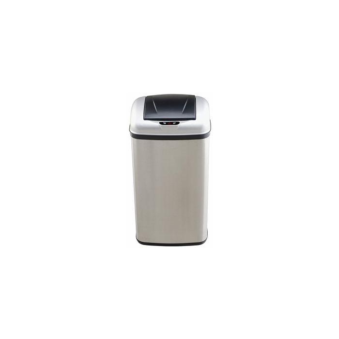 Nine Stars DZT-50-7 Infrared Touchless Waste Receptacle - 13.2 Gallon Capacity - 14 1/2" L x 10 1/2" W x 29 1/2" H - Stainless Steel with Black/Silver Top