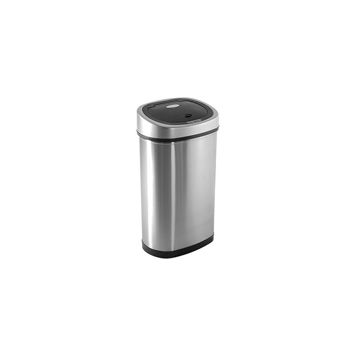 Nine Stars DZT-50-9 Infrared Touchless Waste Receptacle - 13.2 Gallon Capacity - 16 1/5" L x 11 2/5" W x 28 2/5" H - Stainless Steel with Black Top