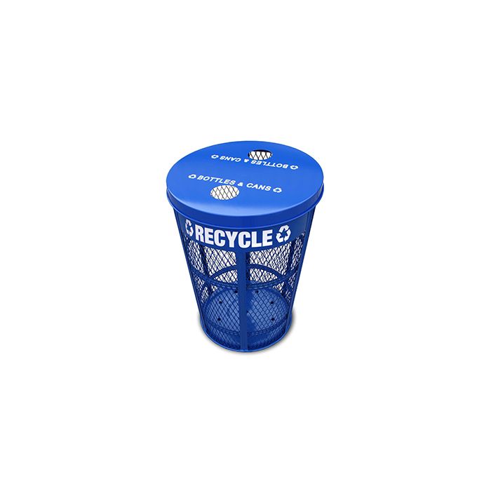 Witt Industries EXP-52NPBL-FTR Expanded Metal Flat Top Recycling Receptacle - 23" Dia. x 33" H - 48 Gallon Capacity - Blue in Color