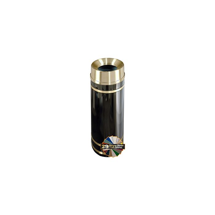 Glaro F1255 Monte Carlo Collection Funnel Top Receptacle - 12 Gallon Capacity - 12" Dia. x 32" H - Satin Brass Accents