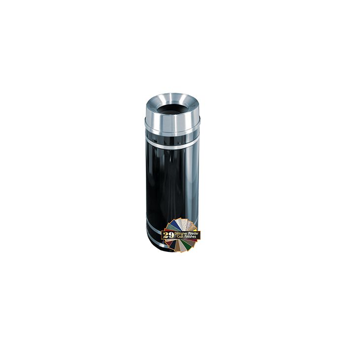 Glaro F1256 Monte Carlo Collection Funnel Top Receptacle - 12 Gallon Capacity - 12" Dia. x 32" H - Satin Aluminum Accents