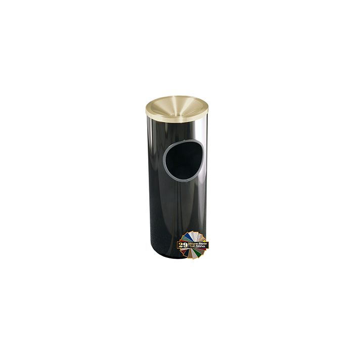 Glaro F141 Mount Everest Ash/Trash Receptacle with Funnel Top - 3 Gallon Capacity - 9" Dia. x 23" H - Satin Brass Cover