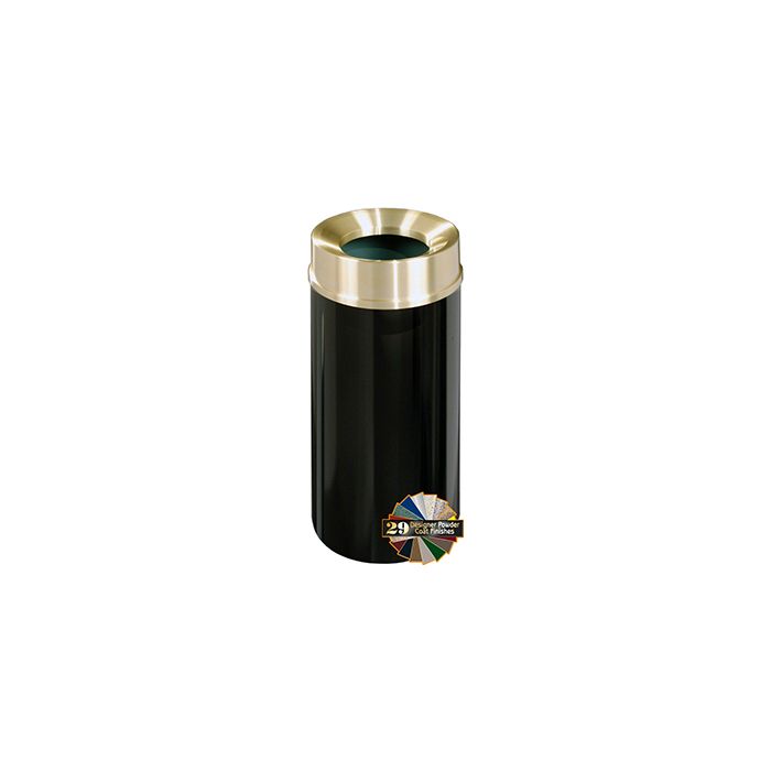 Glaro F1541 Mount Everest Funnel Top Receptacle - 16 Gallon Capacity - 15" Dia. x 33" H - Satin Brass Cover