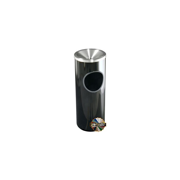 Glaro F192 Mount Everest Ash/Trash Receptacle with Funnel Top - 3 Gallon Capacity - 9" Dia. x 23" H - Satin Aluminum Cover