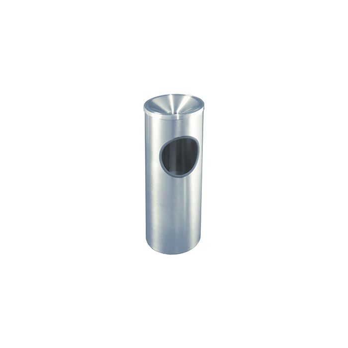 Glaro F192SA New Yorker Collection Ash/Trash Receptacle with Funnel Top - 3 Gallon Capacity - 9" Dia. x 23" H - Satin Aluminum