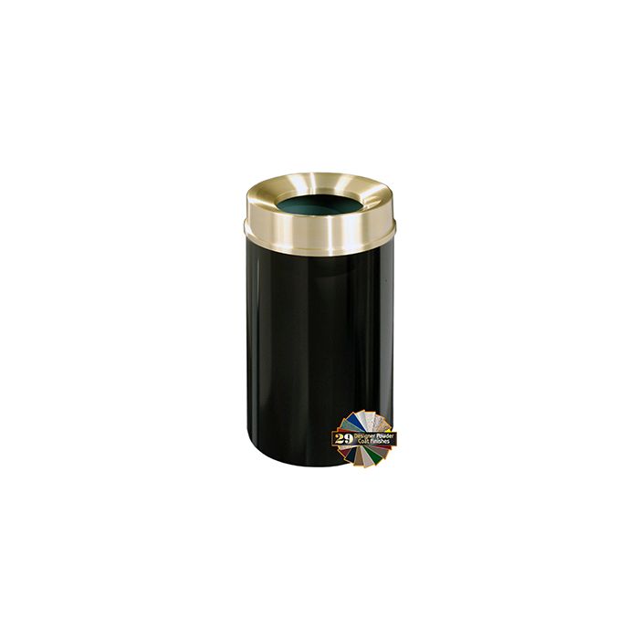 Glaro F2041 Mount Everest Funnel Top Receptacle - 33 Gallon Capacity - 20" Dia. x 35" H - Satin Brass Cover