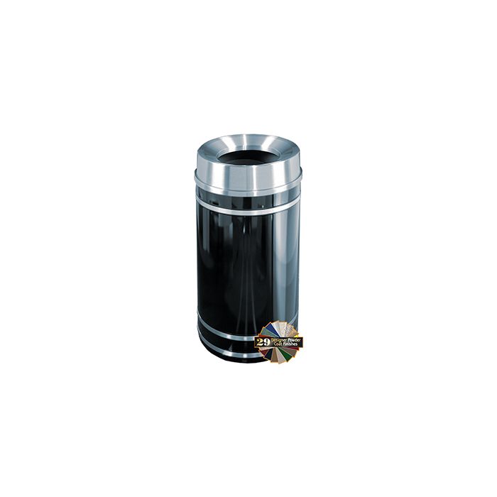 Glaro F2056 Monte Carlo Collection Funnel Top Waste Receptacle - 33 Gallon Capacity - 20" Dia. x 36" H - Satin Aluminum Accents