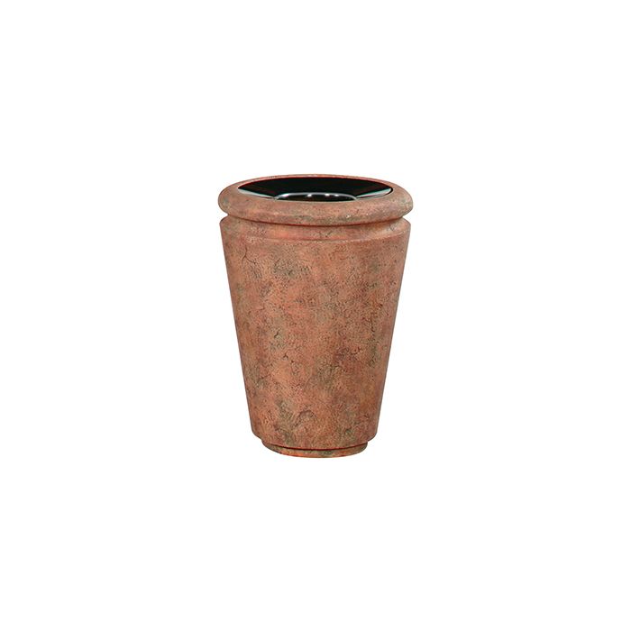 Rubbermaid / United Receptacle FGFGK1824PLWTRC Milan Collection Tuscan Open Top Waste Receptacle - 7 Gallon Capacity - 18" Dia. x 24" H - Weathered Terra-Cotta in color