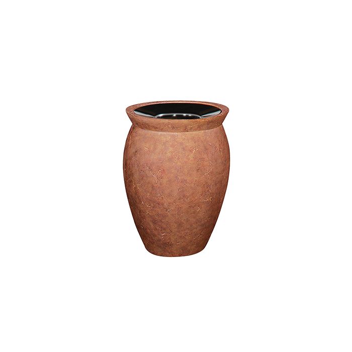 Rubbermaid / United Receptacle FGFGK1924PLWTRC Milan Collection Pescara Open Top Waste Receptacle - 7 Gallon Capacity - 18 1/2" Dia. x 24" H - Weathered Terra-Cotta in color