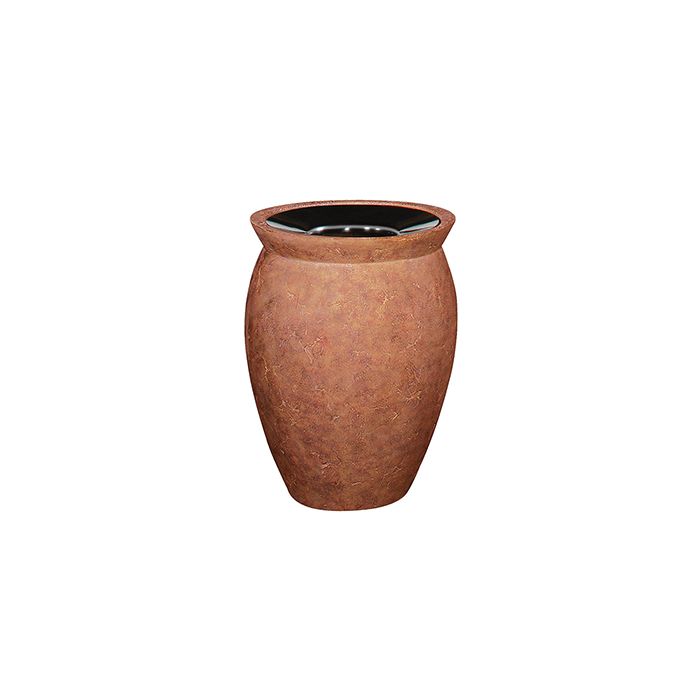 Rubbermaid / United Receptacle FGFGK2130PLWTRC Milan Collection Pescara Open Top Waste Receptacle - 15 Gallon Capacity - 21" Dia. x 30" H - Weathered Terra-Cotta in color