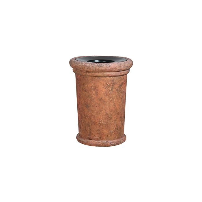 Rubbermaid / United Receptacle FGFGK2836PLWTRC Milan Collection Portofino Fiberglass Open Top Waste Receptacle - 37 Gallon Capacity - 27 1/2" Dia. x 36 1/4" H - Weathered Terra-Cotta in color