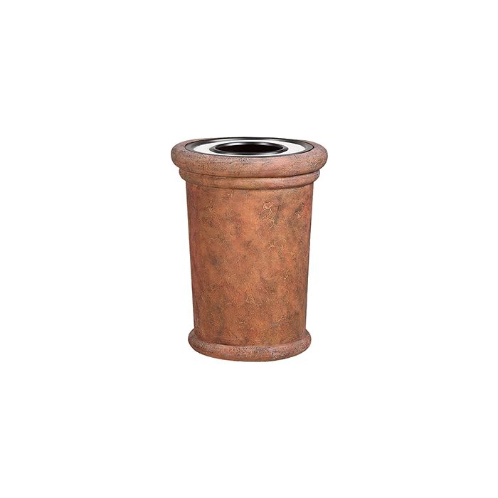 Rubbermaid / United Receptacle FGFGK2836SUTPLWTR Milan Collection Portofino Fiberglass Ash/Trash Receptacle - 37 Gallon Capacity - 27 1/2" Dia. x 36 1/4" H - Weathered Terra-Cotta in color