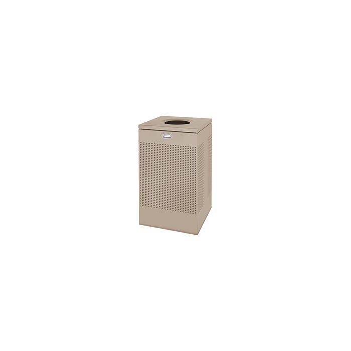 Rubbermaid / United Receptacle SC18EDP Designer Line Silhouette Open Top Waste Receptacle - 40 Gallon - 18 3/4" Sq. x 30" H - Desert Pearl