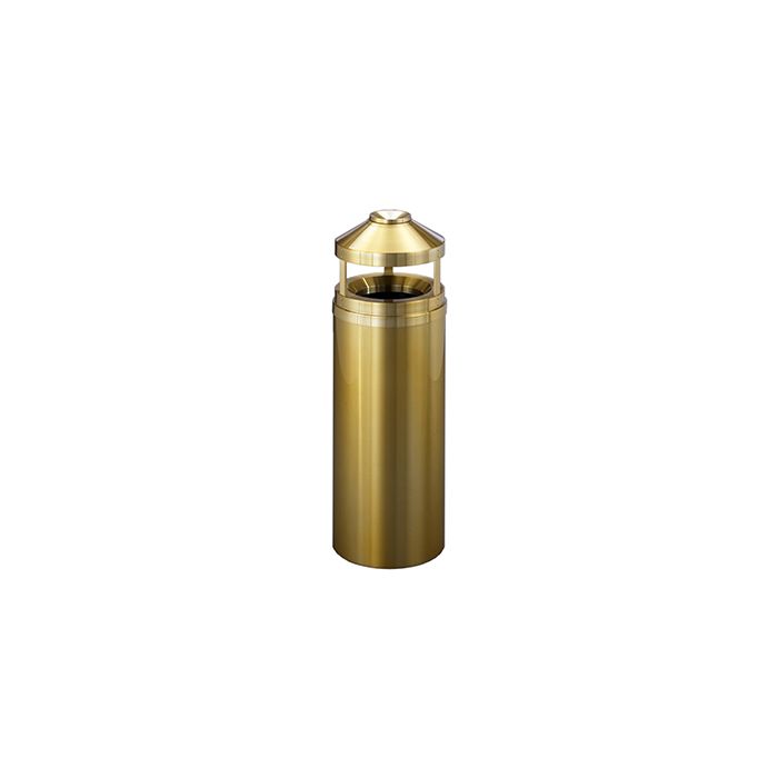 Glaro H1202BE Atlantis "All-Weather" Collection Canopy Top Ash/Trash Receptacle - 12 Gallon Capacity -12" Dia. x 39" H - Satin Brass