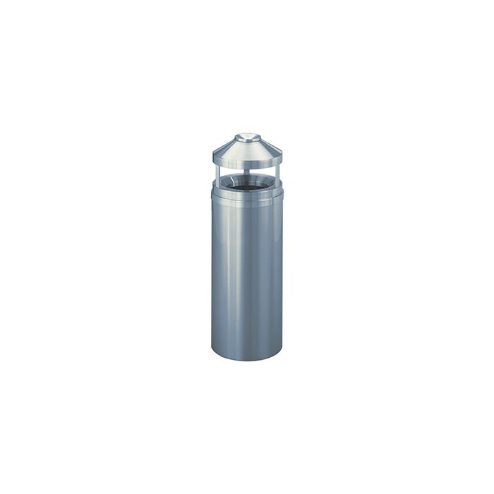 Glaro H1202SA New Yorker Collection Canopy Top Ash/Trash Receptacle - 12 Gallon Capacity -12" Dia. x 39" H - Satin Aluminum