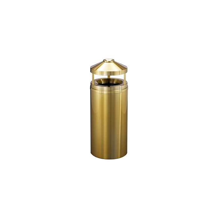 Glaro H1502BE Atlantis "All-Weather" Collection Canopy Top Ash/Trash Receptacle - 16 Gallon Capacity - 15" Dia. x 39" H - Satin Brass