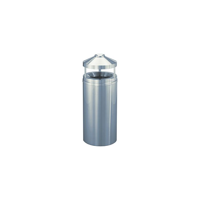 Glaro H1502SA New Yorker Collection Canopy Top Ash/Trash Receptacle - 16 Gallon Capacity - 15" Dia. x 39" H - Satin Aluminum